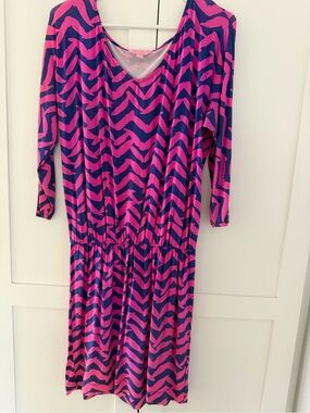 Lilly Pulitzer Pink and Navy Chevron Mini Dress